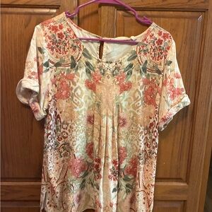 Soft Surroundings Multicolor Floral Blouse size L